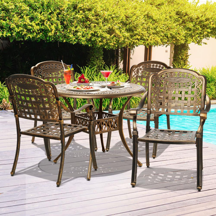 Astano High Quality Vintage Cast Aluminium Outdoor Patio Set | Durable Heavy Metal Outdoor Table Chair Set | 2 Sizes - 2 Designs