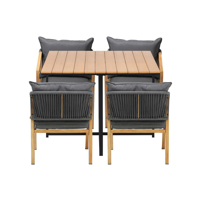 Designer Nuvo 5pc Modern Table and Chair Outdoor Set | Soft Cushioned Chairs and Table Patio Furniture Set in Four Models