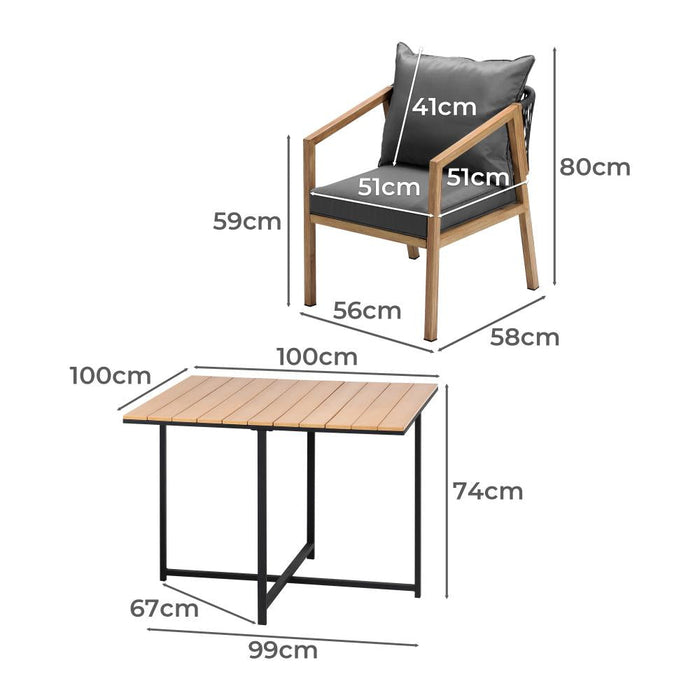 Designer Nuvo 5pc Modern Table and Chair Outdoor Set | Soft Cushioned Chairs and Table Patio Furniture Set in Four Models