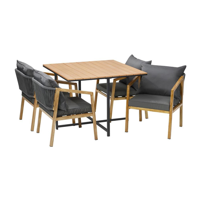 Designer Nuvo 5pc Modern Table and Chair Outdoor Set | Soft Cushioned Chairs and Table Patio Furniture Set in Four Models