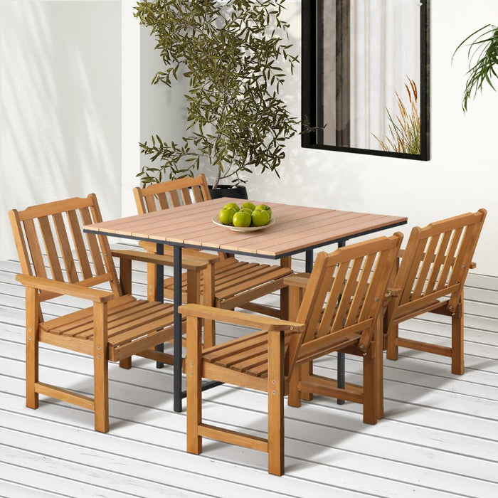 Designer Nuvo 5pc Modern Table and Chair Outdoor Set | Soft Cushioned Chairs and Table Patio Furniture Set in Four Models