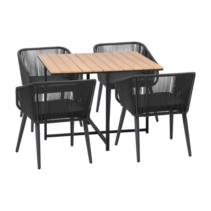 Designer Nuvo 5pc Modern Table and Chair Outdoor Set | Soft Cushioned Chairs and Table Patio Furniture Set in Four Models