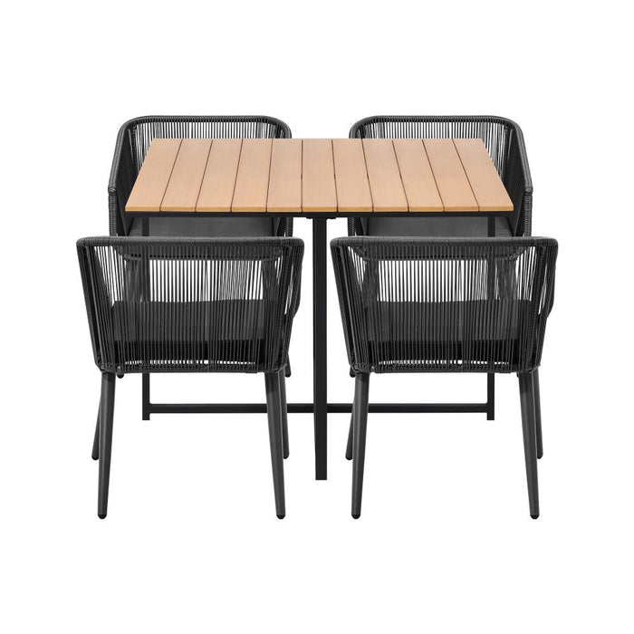 Designer Nuvo 5pc Modern Table and Chair Outdoor Set | Soft Cushioned Chairs and Table Patio Furniture Set in Four Models