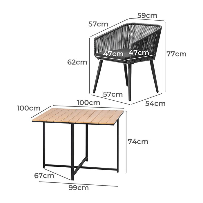 Designer Nuvo 5pc Modern Table and Chair Outdoor Set | Soft Cushioned Chairs and Table Patio Furniture Set in Four Models