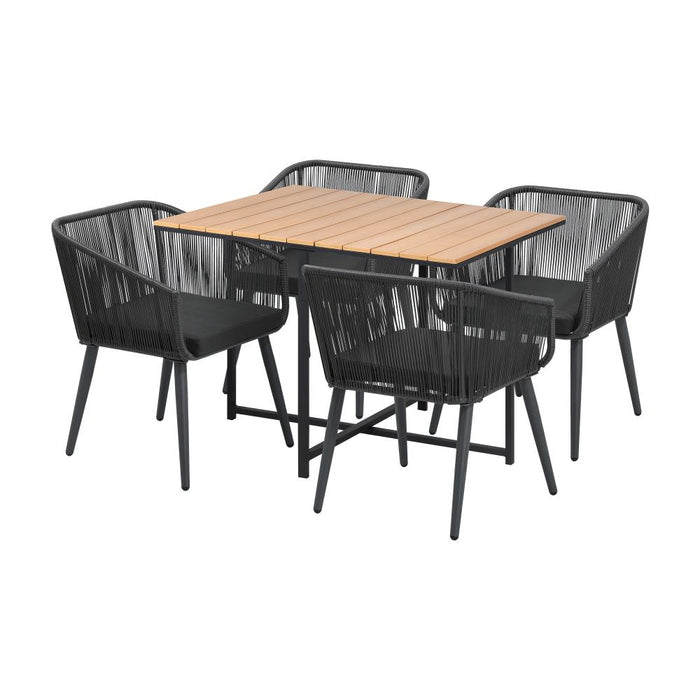 Designer Nuvo 5pc Modern Table and Chair Outdoor Set | Soft Cushioned Chairs and Table Patio Furniture Set in Four Models