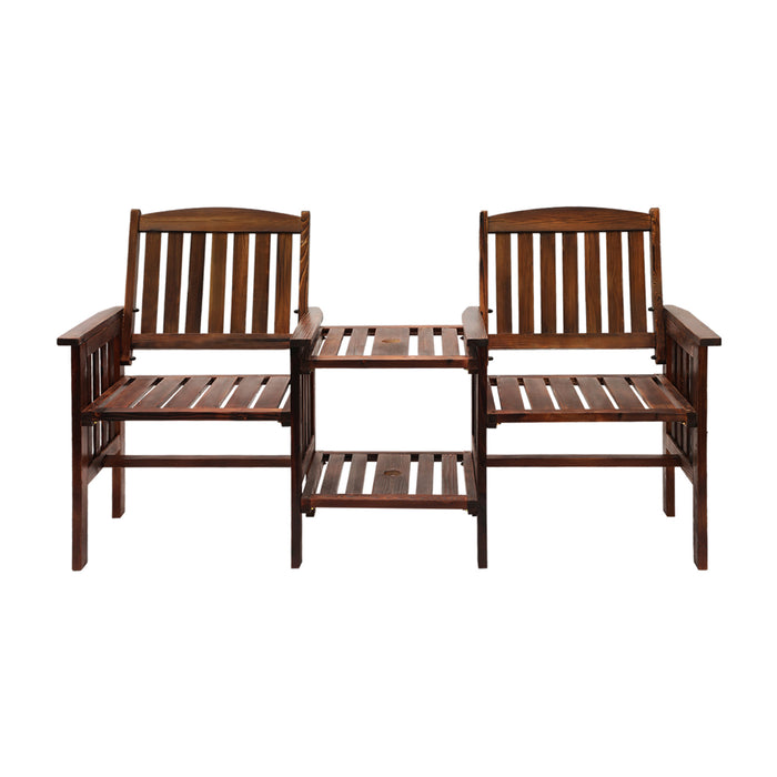 Parma 3pc Outdoor Wooden Table and Chair Set |  Garden Bench Loveseat by Livsip