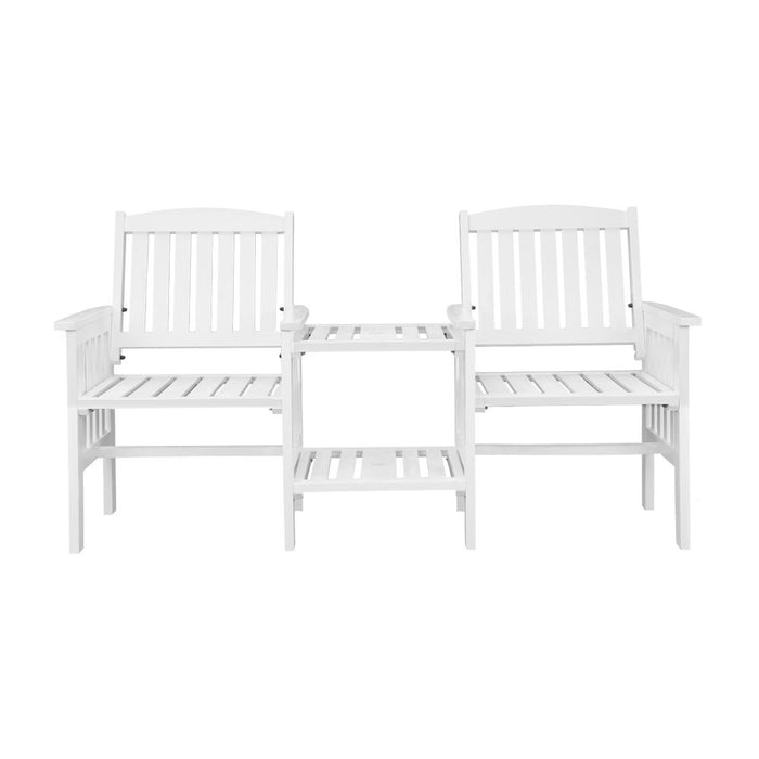 Premium White Wooden Loveseat Chair & Table Set | Outdoor Patio Furniture Set by Livsip
