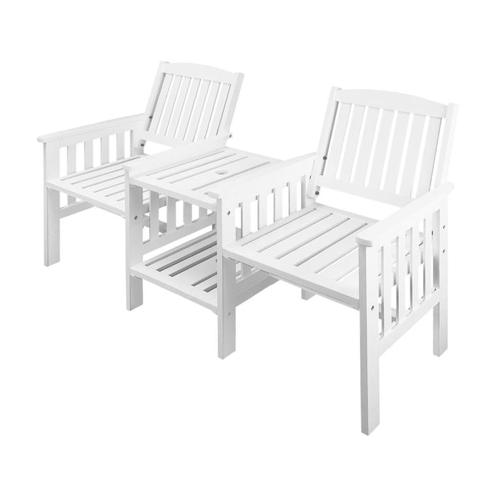 Premium White Wooden Loveseat Chair & Table Set | Outdoor Patio Furniture Set by Livsip