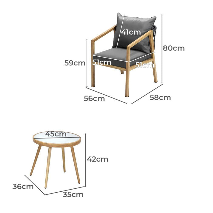 Breeze Designer 3 Piece Outdoor Patio Set | 3pc Soft Cushioned Modern Outdoor Furniture Set | 3 Models