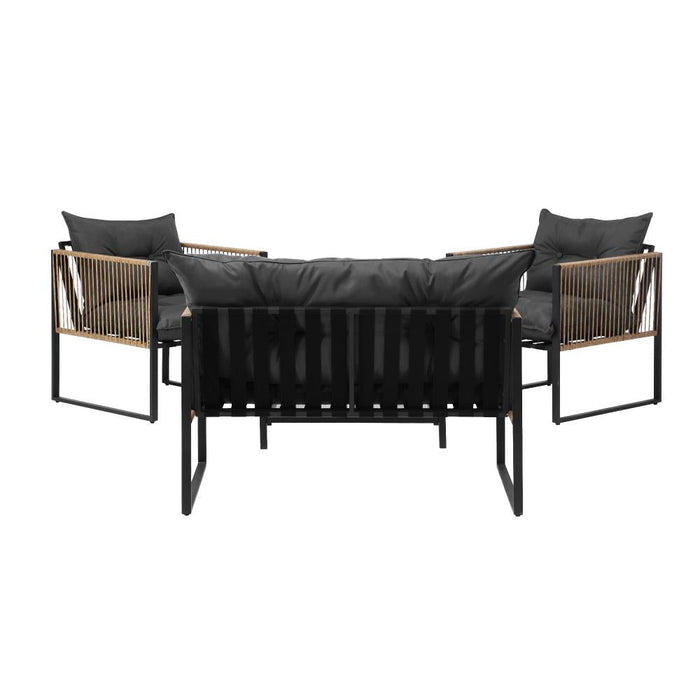 Ulara 4 Piece Outdoor Furniture Patio Set| UV Resistant Wicker Setting | 4pc Lounger Chair Set with Cushions