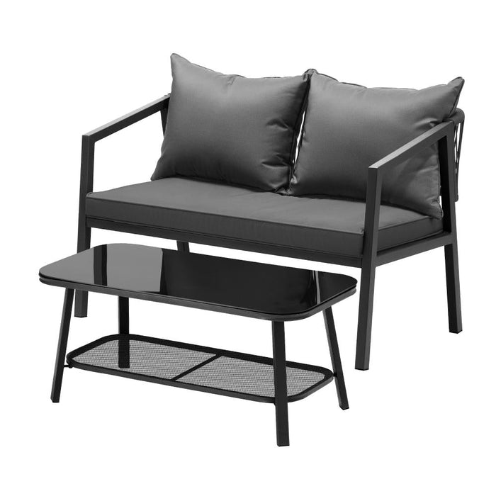 Amaro 2 Piece Outdoor Furniture Patio Set | Balcony Lounge Patio Set with Cushions