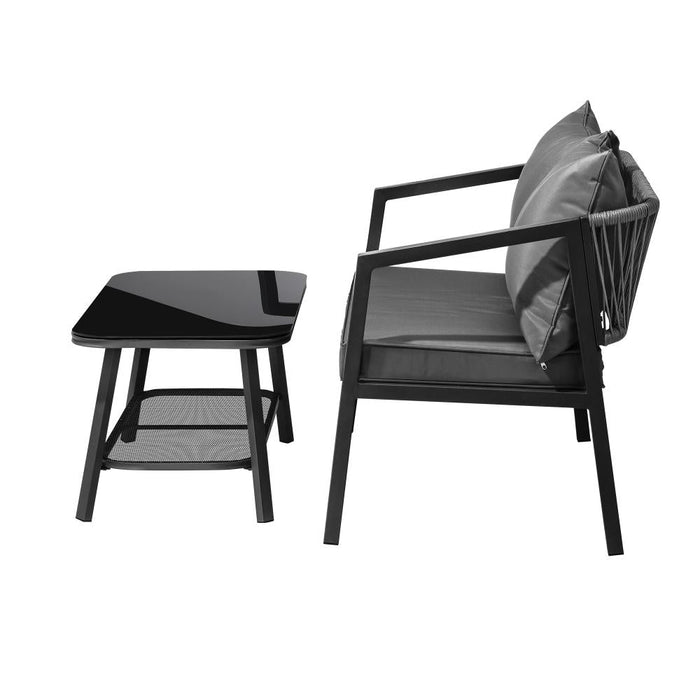 Amaro 2 Piece Outdoor Furniture Patio Set | Balcony Lounge Patio Set with Cushions