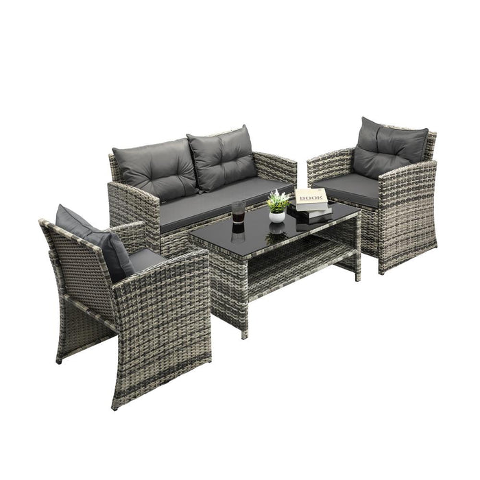 Premium Wicker 4pc Outdoor Furniture Set | High Grade Rattan Seating and Table Set by Livsip