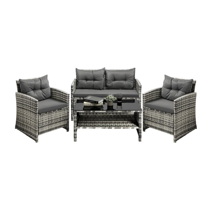 Premium Wicker 4pc Outdoor Furniture Set | High Grade Rattan Seating and Table Set by Livsip