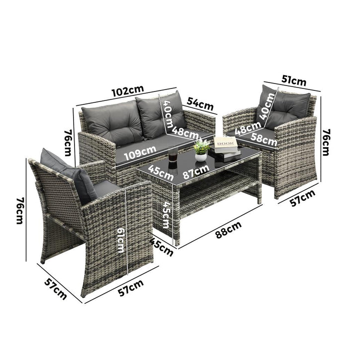 Premium Wicker 4pc Outdoor Furniture Set | High Grade Rattan Seating and Table Set by Livsip