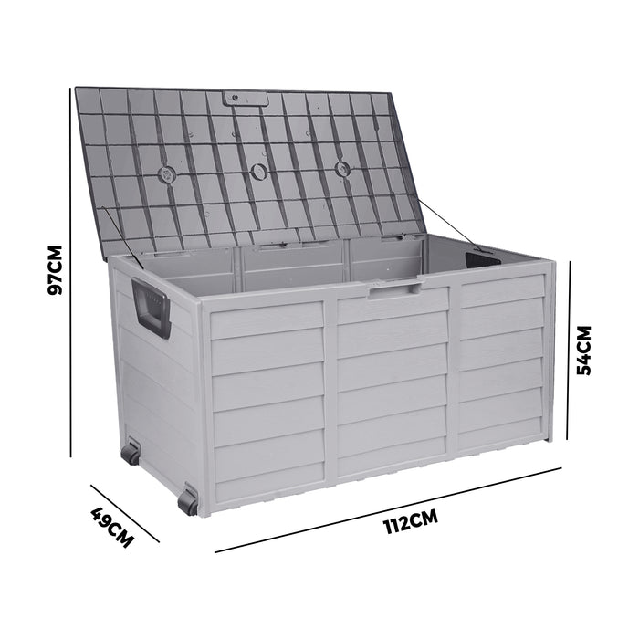 Forte 290L Weatherproof Outdoor Storage Box |  Grey Lockable Garden or Garage Storage Box by Livsip