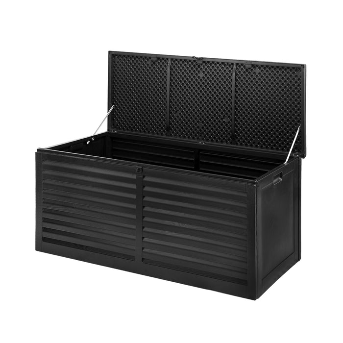 Forte 390L Weatherproof Outdoor Storage Box | Black Lockable Garden or Garage Storage Box by Livsip
