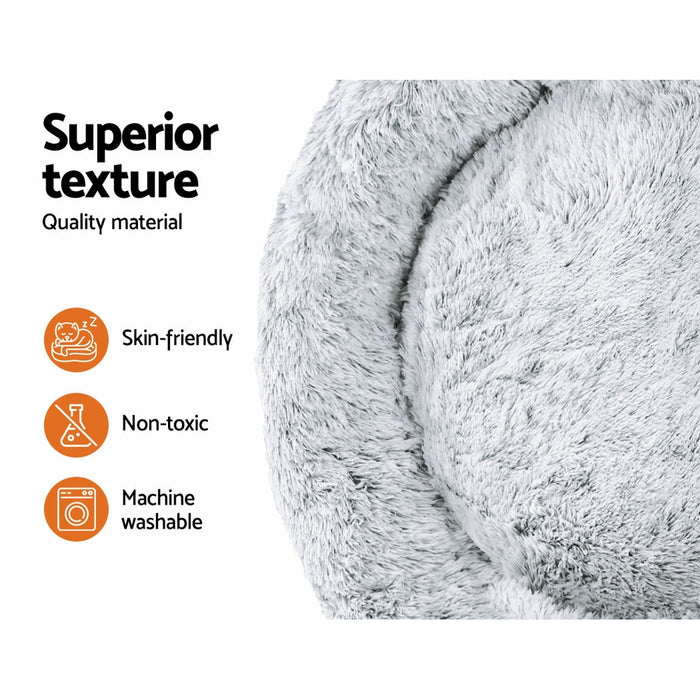 Extra Large 110cm Plush Calming Pet Bed | Soft Removable Cover Dog Cat Bed - Charcoal