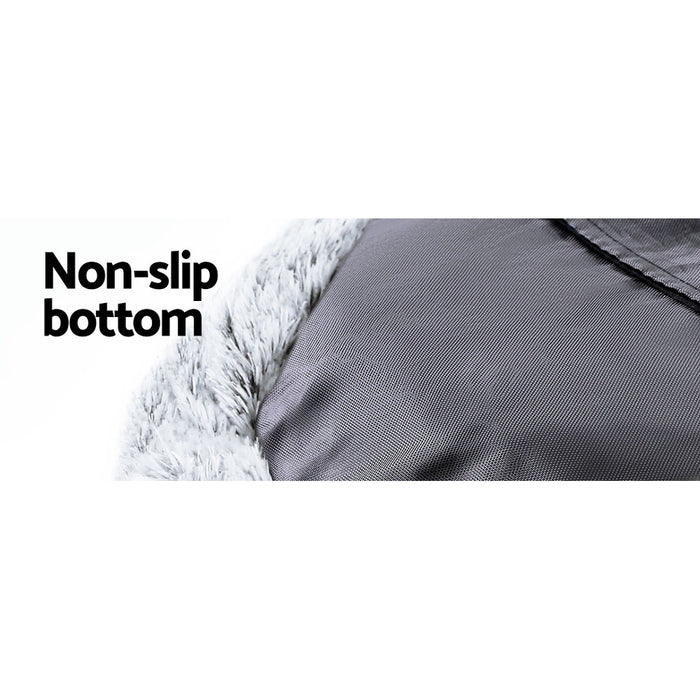 Extra Large 110cm Plush Calming Pet Bed | Soft Removable Cover Dog Cat Bed - Charcoal