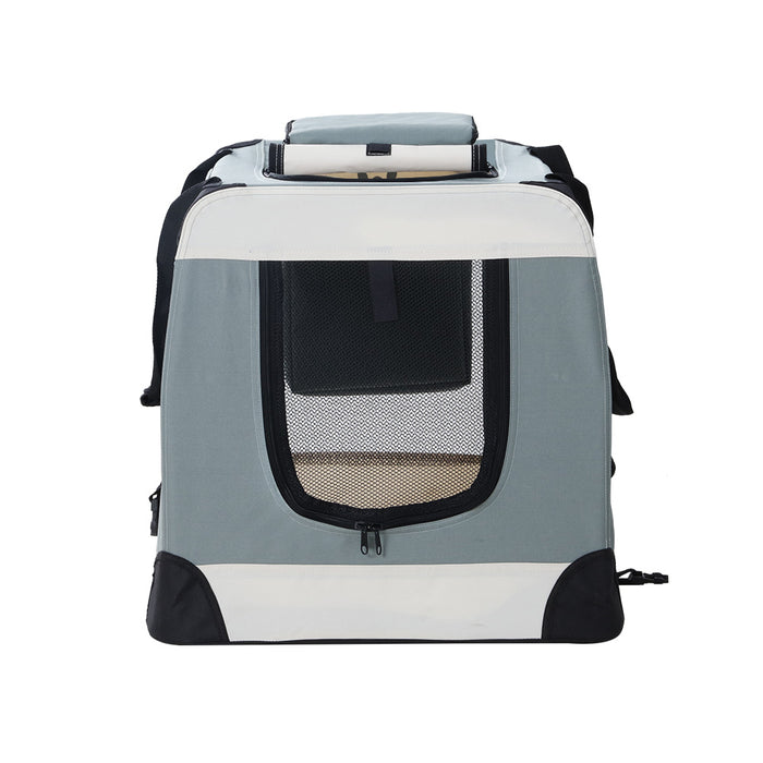 70cm Large Portable Soft Crate Pet Carrier | Foldable Travel Dog Cat Carrier - Light Grey