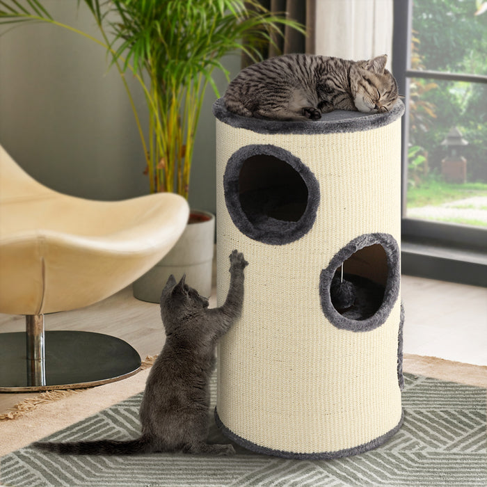 70cm Cat Tree Scratching Post Scratcher Tower | Plush Cat Hideout Condo House