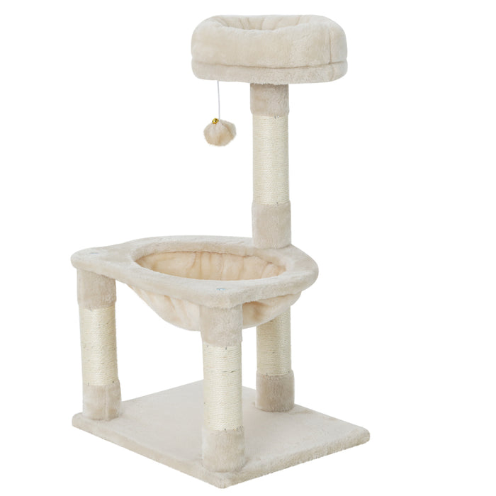 69cm Cat Tree Tower Scratching Post Scratcher | Cat Beige Wood Condo Tree House Hanging Toy