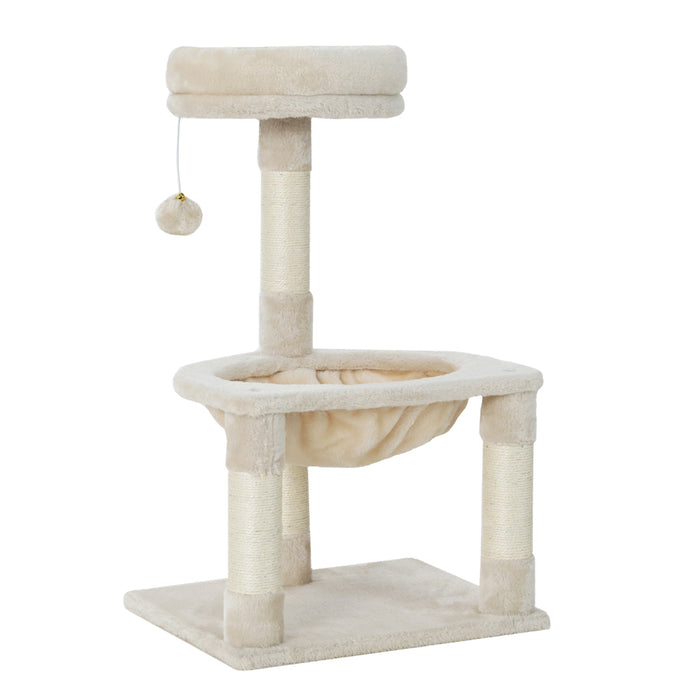 69cm Cat Tree Tower Scratching Post Scratcher | Cat Beige Wood Condo Tree House Hanging Toy