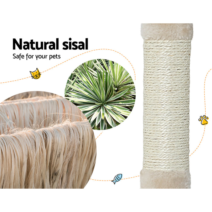 69cm Cat Tree Tower Scratching Post Scratcher | Cat Beige Wood Condo Tree House Hanging Toy