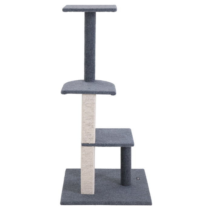 124cm Cat Tree Scratching Post Scratcher Tower | Wooden Multi Level Cat Condo House