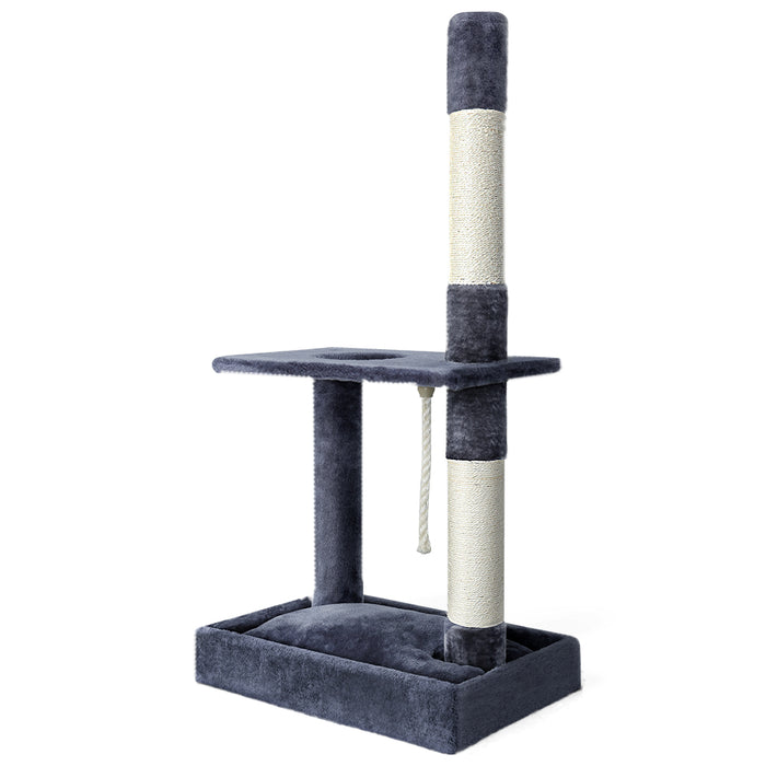 102cm Cat Tree Scratching Post Scratcher Tower | Multi Level Cat Condo House Grey