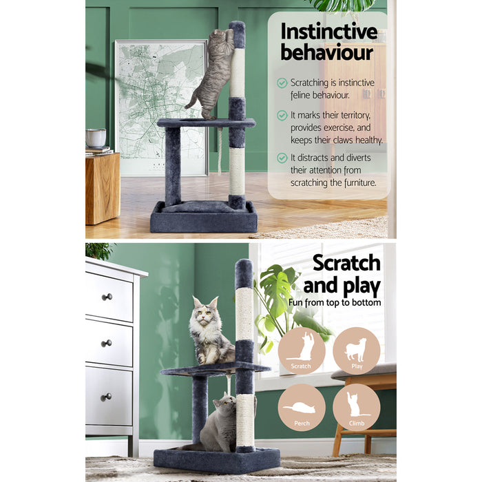 102cm Cat Tree Scratching Post Scratcher Tower | Multi Level Cat Condo House Grey