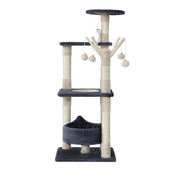 110cm Cat Tree Scratching Post Scratcher Tower | Hanging Toys Cat Condo House
