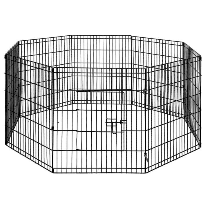 8 Panel 30" Dog Playpen | Puppy Exercise Steel Fence in Black