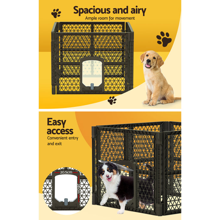 i.Pet Pet Dog Playpen Enclosure 4 Panel Fence Puppy Cage Plastic Play Pen Fold