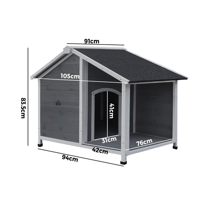 Alopet 105cm x 91cm x 83.5cm Wooden Dog Kennel |Premium Outdoor Dog House