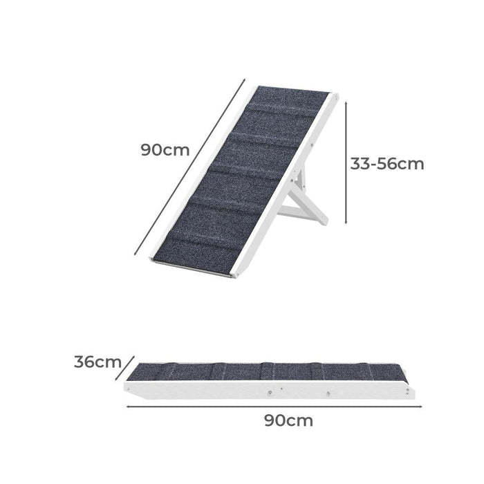 Pawzee 90cm Adjustable Pet Ramp with Extra Grip | Foldable Travel Dog Stairs in 2 Colours
