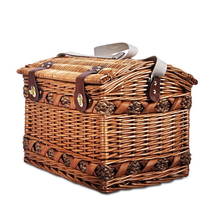 Vintage Willow Deluxe 4 Person Picnic Basket Set | Picnic Ready Basket