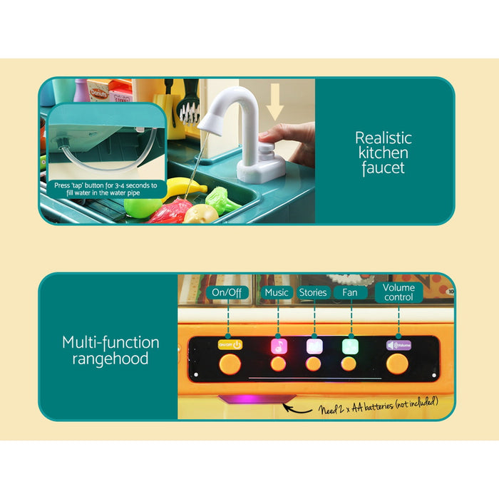 Funzee Kids Interactive 73pc Kitchen Pretend Playset | Childrens Fun Pretend Play Kitchen