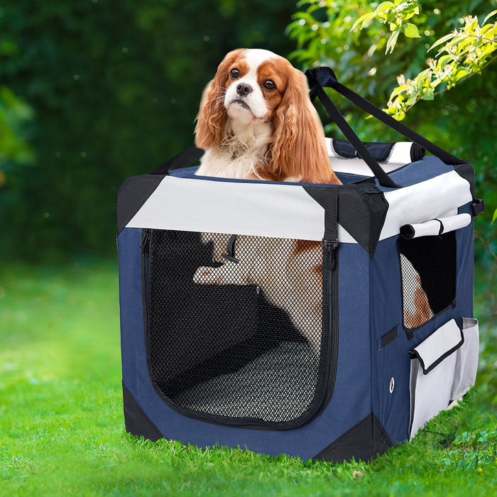 Pawzee Pet Carrier Bag | Dog Puppy Travel Crate | Blue XL