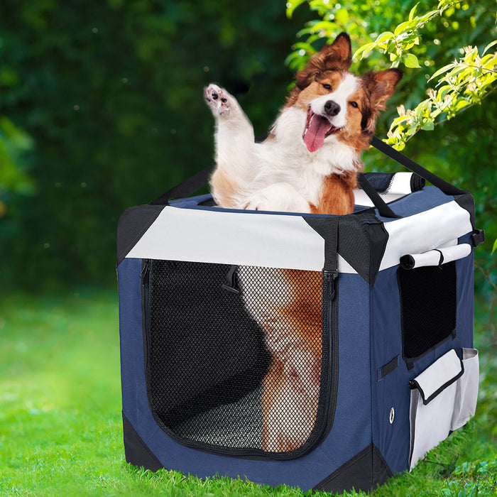 Pawzee Pet Carrier Bag | Dog Puppy Travel Crate | Blue 2XL