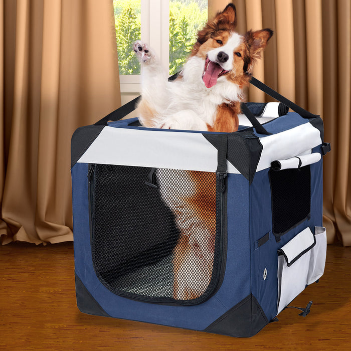 Pawzee Pet Carrier Bag | Dog Puppy Travel Crate | Blue 2XL