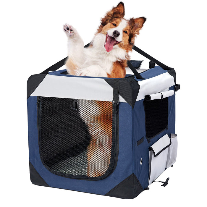 Pawzee Pet Carrier Bag | Dog Puppy Travel Crate | Blue 2XL