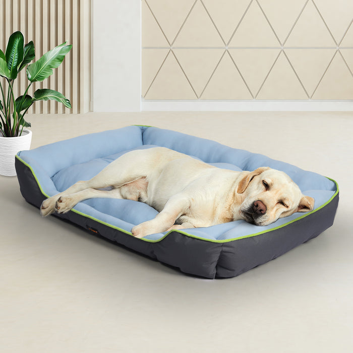 Pawzee Cooling Pet Bed Sofa with Mat Bolster | Insect Repeller Infused Pet Bed in Grey XXL