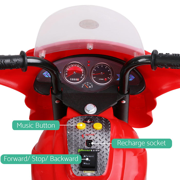 Funzee Kids Ride On Electric Motorbike with Lights | Kids Battery Operated Ride On Bike In Red