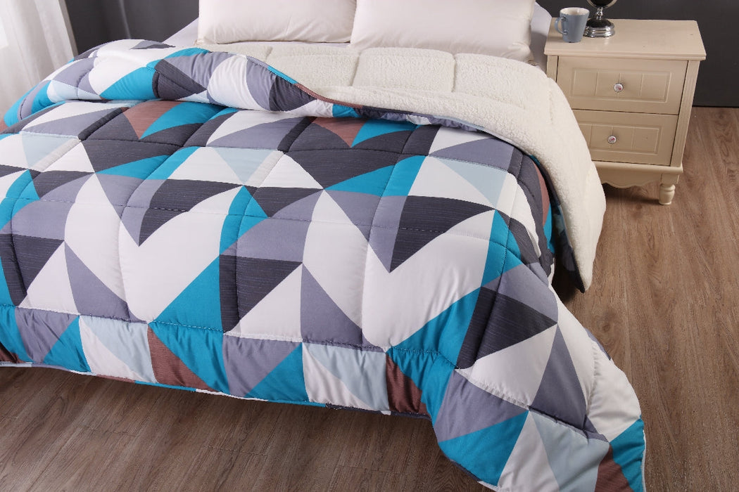 Ramesses Sherpa Fleece Winter Warm Printed Comforter | Soft Reversible 2 Side Bedspread | 3 Designs 2 Sizes