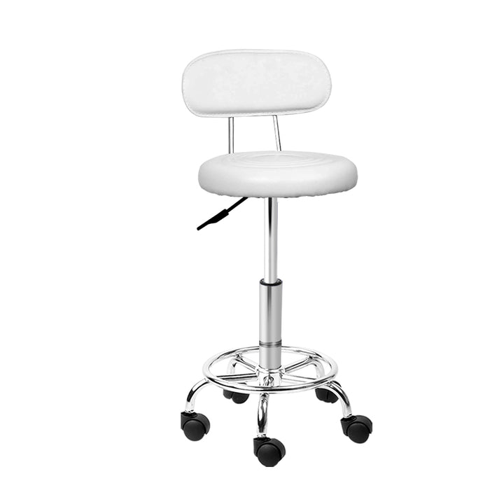 Viera 360° Rotatable Swivel Salon Stool in White | Hairdessing Highback Gas Lift Stool