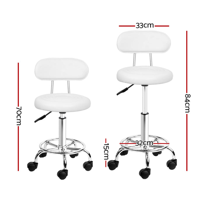 Viera 360° Rotatable Swivel Salon Stool in White | Hairdessing Highback Gas Lift Stool