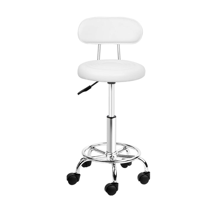 Viera 360° Rotatable Swivel Salon Stool in White | Hairdessing Highback Gas Lift Stool