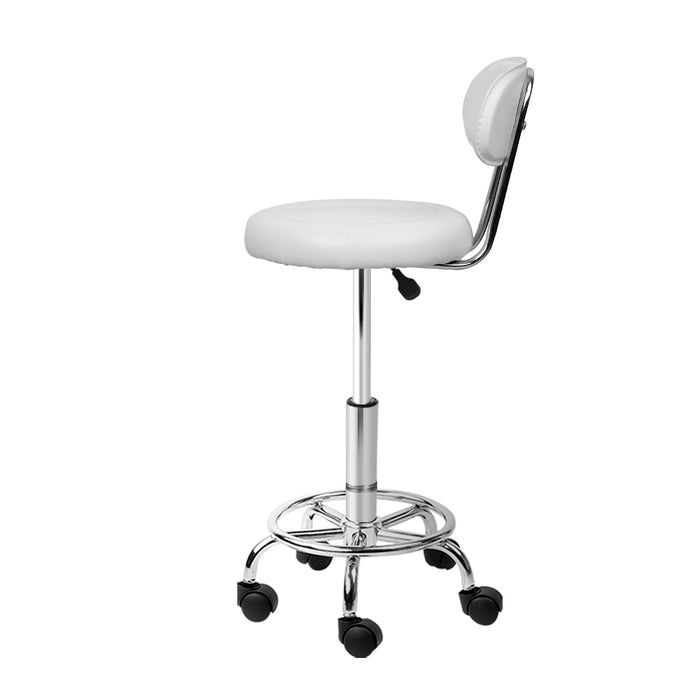 Viera 360° Rotatable Swivel Salon Stool in White | Hairdessing Highback Gas Lift Stool
