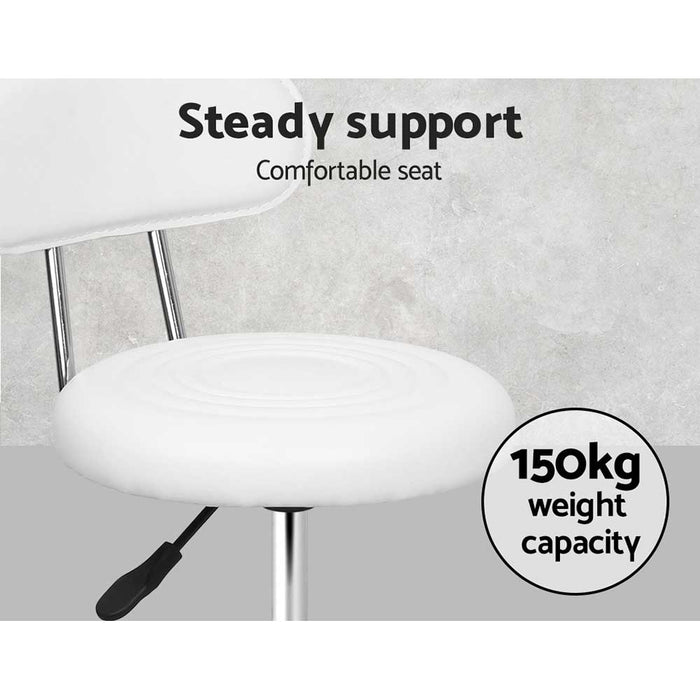 Viera 360° Rotatable Swivel Salon Stool in White | Hairdessing Highback Gas Lift Stool